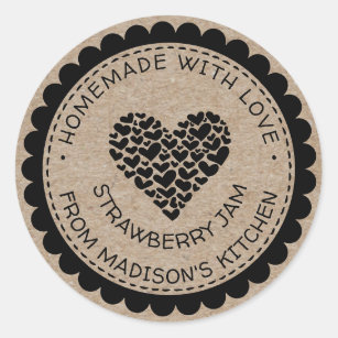 Made With Love Kraft Paper Heart Jam Canning Label