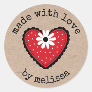 Made With Love Kraft Personalised Classic Round Sticker
