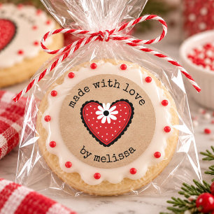 Made With Love Kraft Personalised Classic Round Sticker