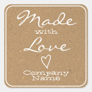 Made with Love Labels Kraft Paper Heart Symbol 