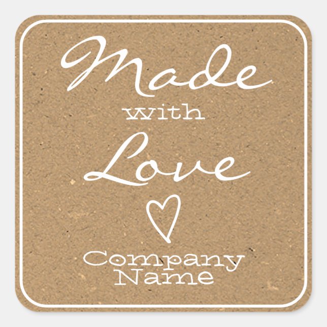 Made with Love Labels Kraft Paper Heart Symbol  (Front)
