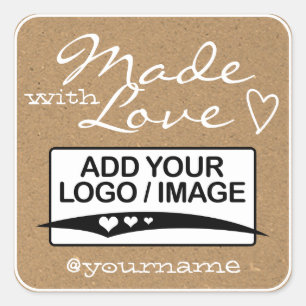 Made with Love Labels Logo Template Kraft Paper