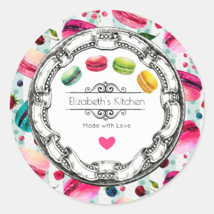 Made With Love Macarons Pastry Kitchen Baking Classic Round Sticker
