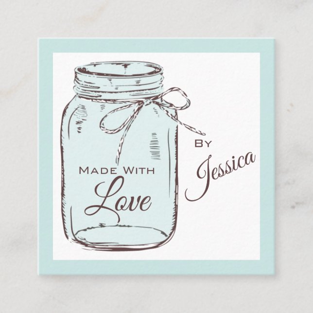 Made with Love Mason Jar Business Card (Front)