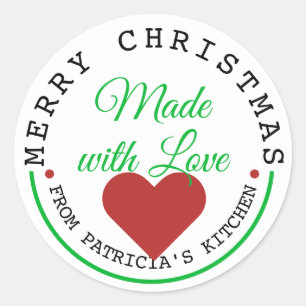 Made With Love Merry Christmas Classic Round Sticker