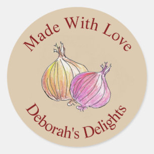 Made With Love Onion Chef Kitchen Canning Classic Round Sticker