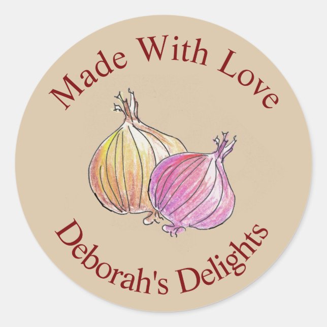 Made With Love Onion Chef Kitchen Canning Classic Round Sticker (Front)