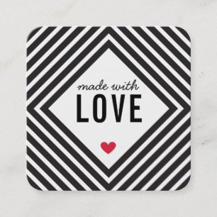 MADE WITH LOVE packaging tag diamond black white