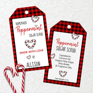 Made With Love Peppermint Scrub Buffalo Plaid Gift Tags