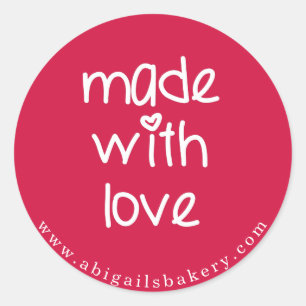 Made with love - Personalised Custom Colour Classic Round Sticker