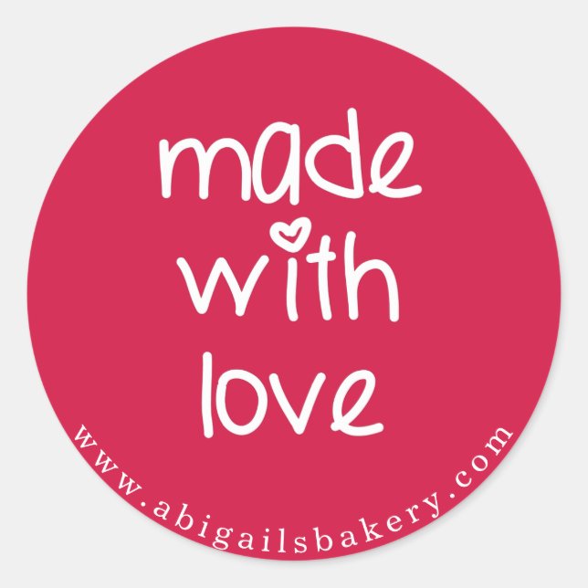 Made with love - Personalised Custom Colour Classic Round Sticker (Front)