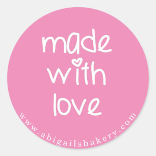 Made with love - Personalised Custom Colour Classic Round Sticker