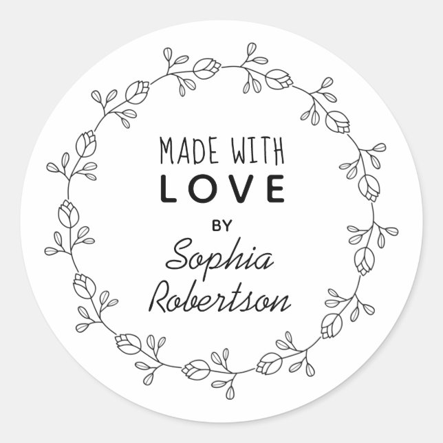Made With Love Personalised Floral Product Label (Front)