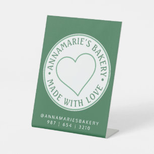 Made with Love Personalised Heart Homemade Green  Pedestal Sign