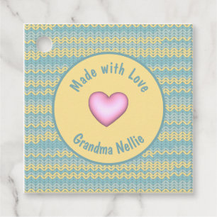 Made with Love Personalised Knit Crochet Heart  Favour Tags