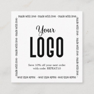 Made with Love Personalised Order Thank You Square Business Card