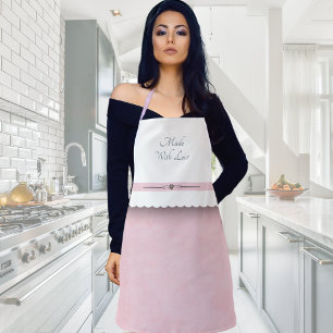 Made With Love Pink and White Kitchen Apron