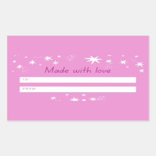  Made with Love pink & stars  Rectangular Sticker