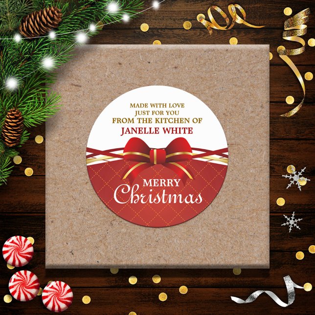 Made With Love Red Bow Classic Round Sticker (Creator Uploaded)