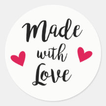 Made with love red love hearts craft sticker