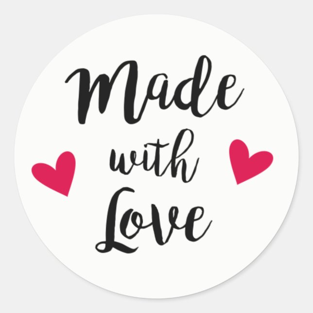 Made with love red love hearts craft sticker (Front)