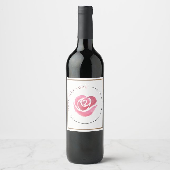made with love rose Wine & Sparkling Bottle labels (Front)