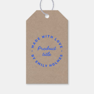 Made with Love Rustic Kraft Blue Stylish Retro Gift Tags