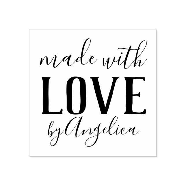 Made with Love Script Personalised Rubber Stamp (Imprint)