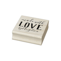 Made with Love Script Personalised Rubber Stamp