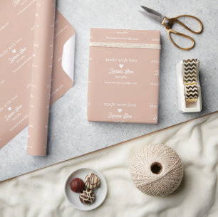 Made with Love Signature all-over Dusty Rose Wrapping Paper