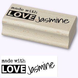 Made with Love Simple Stylish Text Custom Name Rubber Stamp