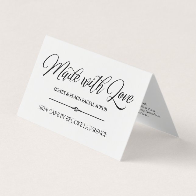 Made with Love - Skin Care Product Card (Front)