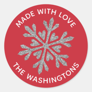Made with Love Snowflake Classic Round Sticker