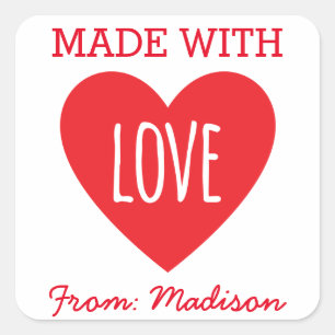 Made With Love Square Sticker