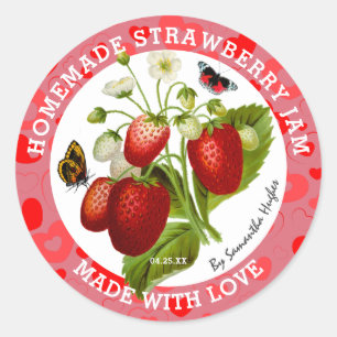 Made with Love   Strawberry Jam Labels