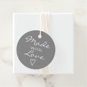 Made with Love Tag Heart Grey Rustic Kraft Paper