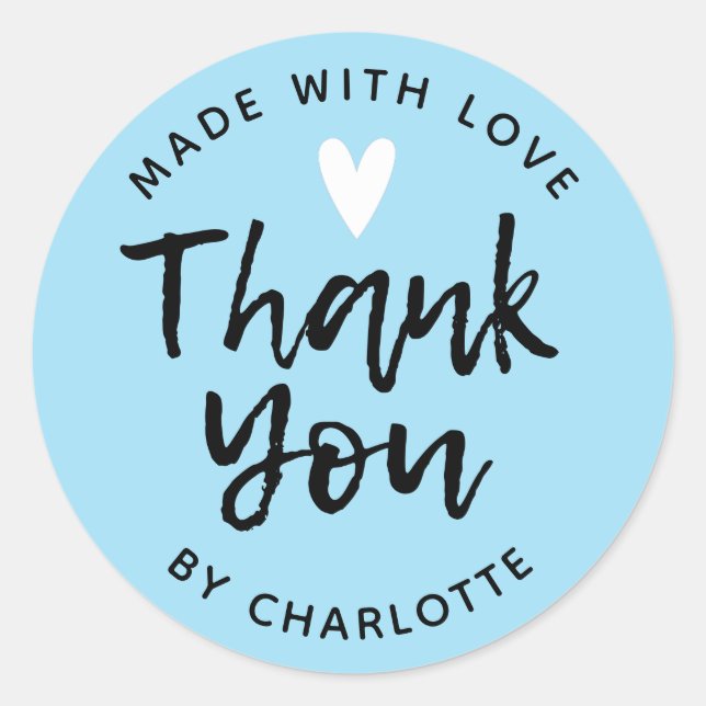 Made with love Thank You Classic Round Sticker (Front)