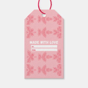 Made with Love with peach floral motif Gift Tags