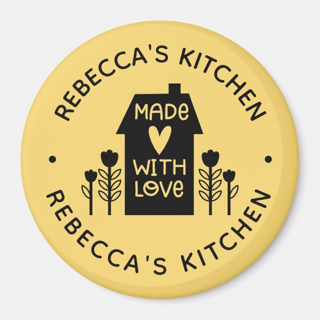 Made With Love Yelllow Kitchen Magnet (Front)