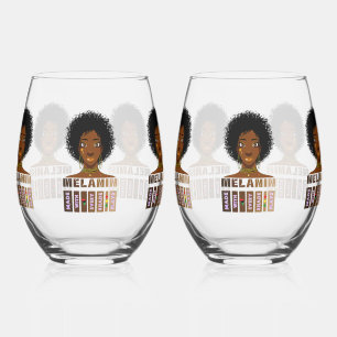 Made With Melanin Every Shade Slays Stemless Wine Glass