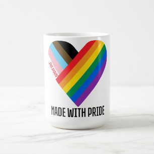 Made With Pride Rainbow Heart Custom Modern Coffee Mug