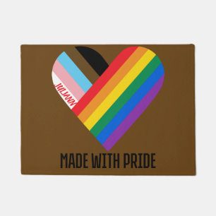 Made With Pride Rainbow Heart Custom Modern Doormat