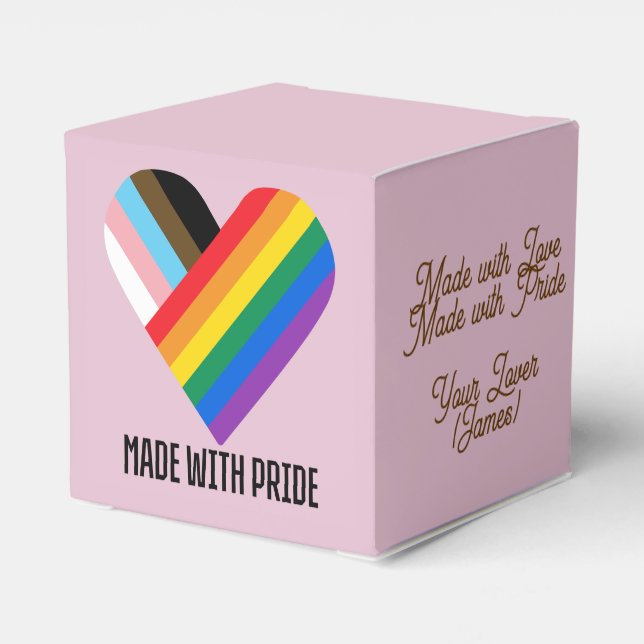 Made With Pride Rainbow Heart Custom Modern  Favour Box (Back Side)