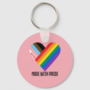 Made With Pride Rainbow Heart Custom Modern  Key Ring