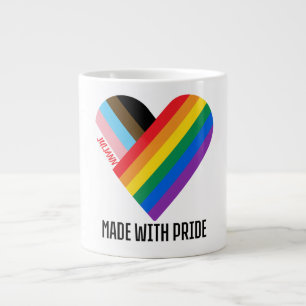 Made With Pride Rainbow Heart Custom Modern Large Coffee Mug