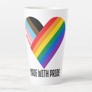 Made With Pride Rainbow Heart Custom Modern Latte Mug