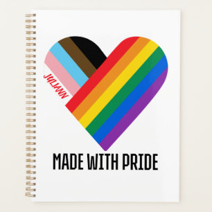 Made With Pride Rainbow Heart Custom Modern Planner