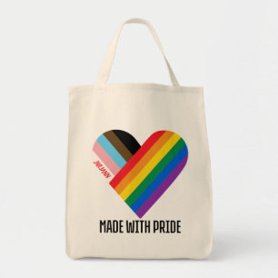 Made With Pride Rainbow Heart Custom Modern Tote Bag