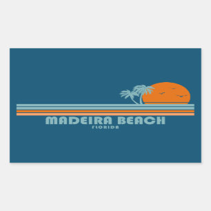 Madeira Beach Florida Sun Palm Trees Rectangular Sticker