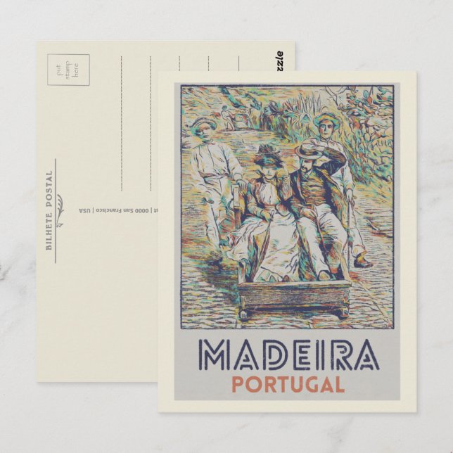 Madeira carreiros do monte illustration Portugal Postcard (Front/Back)